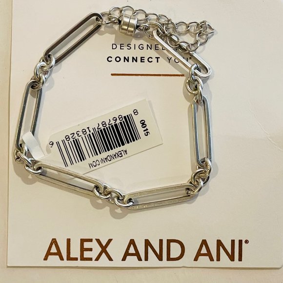 Set of two ALEX AND ANI Mini Maven Chain Magnetic Bracelets, Rafaelian Silver - Picture 6 of 13